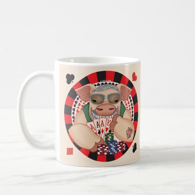 Grinning poker pig kaffemugg (Vänster)