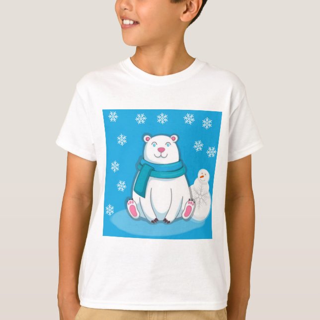 Grinning Polar Bear och Snögubbe T Shirt (Framsida)