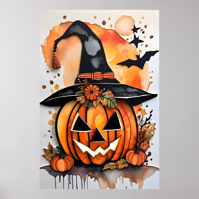 Grinning Pumpkin - A Whimsical Halloween Delight Poster (Framsidan)