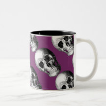 Grinning Skull Upprepa Mönster Mugg Lila