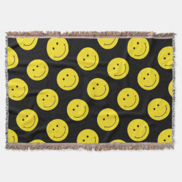 Grinning Smile Gult Ansikte Mönster Filt
