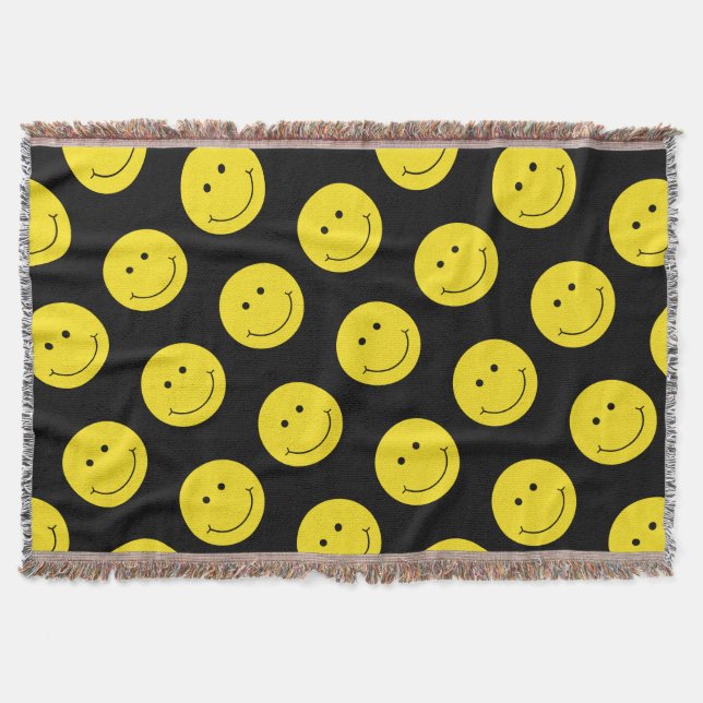 Grinning Smile Gult Ansikte Mönster Filt (Framsidan)