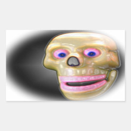 Grinning Spooky Färg Skull Halloween Rektangulärt Klistermärke