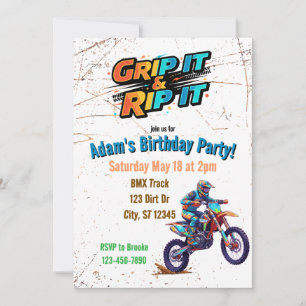 Grip it & Rip it Dirt Bike Födelsedagsinbjudan Inbjudningar