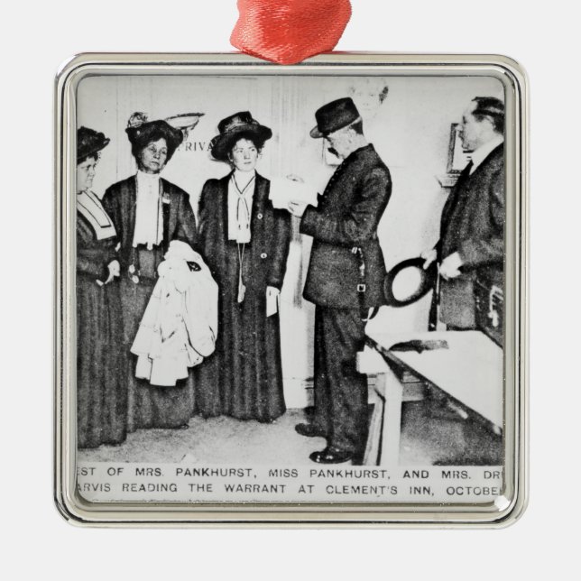 Gripande av Fru Pankhurst Julgransprydnad Metall (Framsidan)