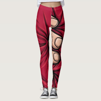 Gripande händer Grafiska Leggings | Rolkt Röd Skry