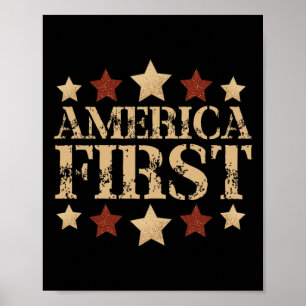 Gripande Retro Politisk slogan Amerika Först D Poster