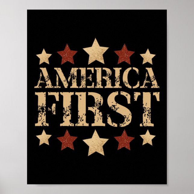 Gripande Retro Politisk slogan Amerika Först D Poster (Framsidan)