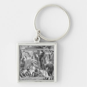Gripandet av Anne Boleyn Fyrkantig Silverfärgad Nyckelring