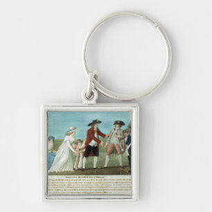 Gripandet av Louis XVI och hans familj Fyrkantig Silverfärgad Nyckelring