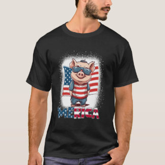 Gris 4 juli: Patriotic Merica USA flagga T Shirt
