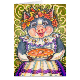 GRIS & ACORN PAJ THANKSGIVING GREETING CARD Blank OBS Kort