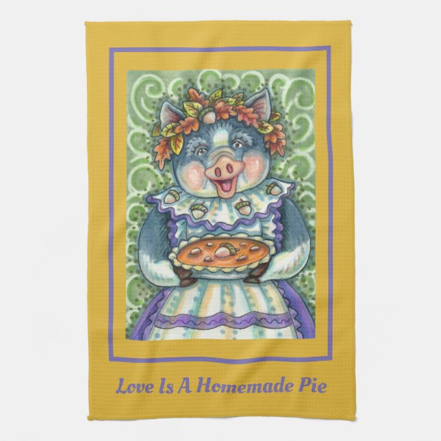 GRIS & ACORN PAJ, THANKSGIVING MED KÄRLEK KÖKSHANDDUK (Vertikal)