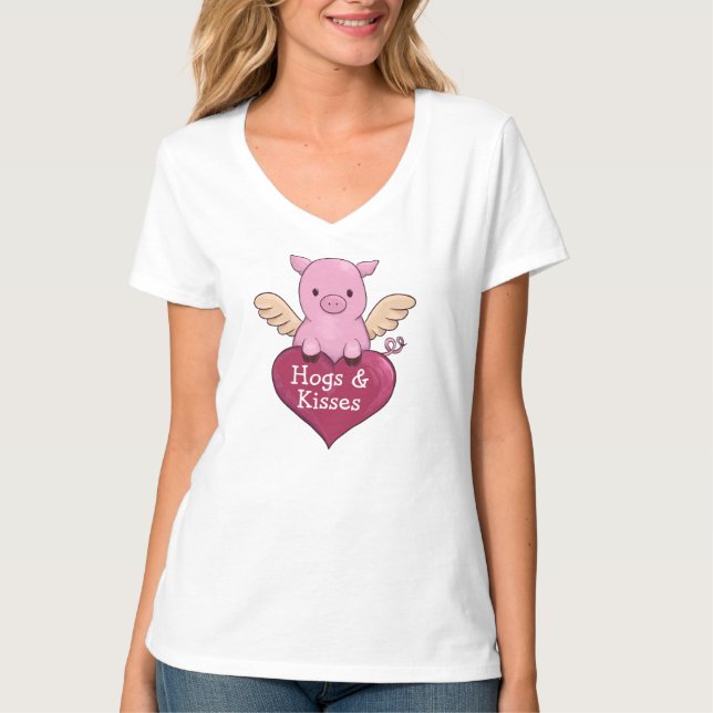 Gris Alla hjärtans dag Svinkissar Tee Shirt (Framsida)