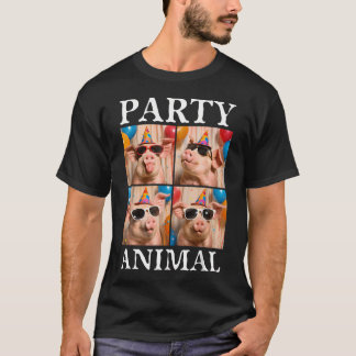 Gris ansikte Färgrik Bondgårdsdjur Partyhatt Rolig T Shirt