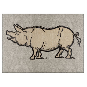 Gris Antique Piggy Cute Vintage Illustration
