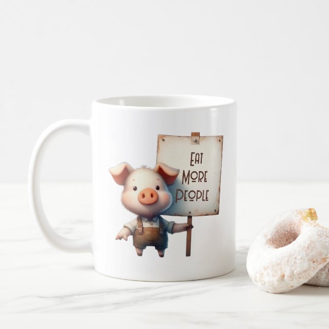 Gris - Ät Fler Människor Kaffemugg (Med munk)