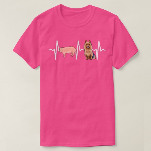 Gris Australian Terrier Heartslag Hund älskare T Shirt (Design framsida)