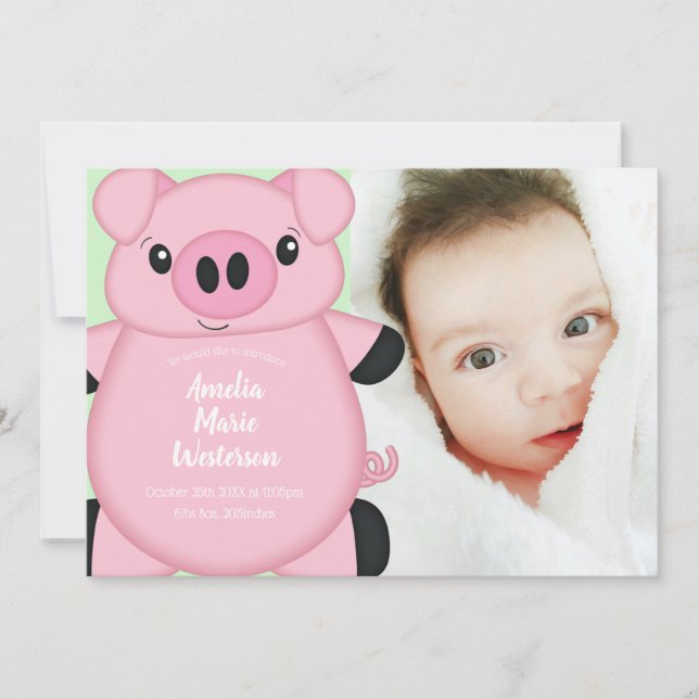 Gris Baby Shower Farm Inbjudningar (Framsida)