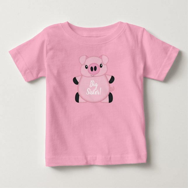 Gris Baby Shower Farm Rosa Girl Girl T Shirt (Framsida)