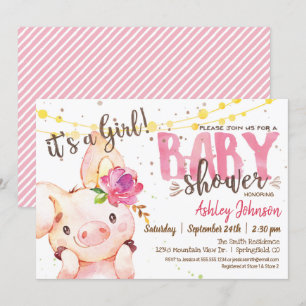 Gris Baby Shower-inbjudan, Girl Farm Inbjudningar