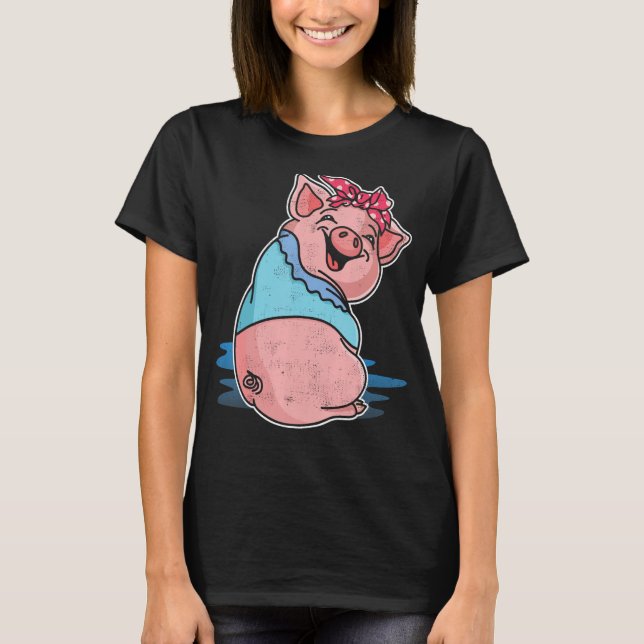 Gris Bandana Gift Idea, Cute Dam Gris-jordbrukarde T Shirt (Framsida)