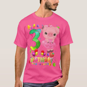 Gris barn 3 år gammal Gris-dagstjejp Gris 3:e T Shirt