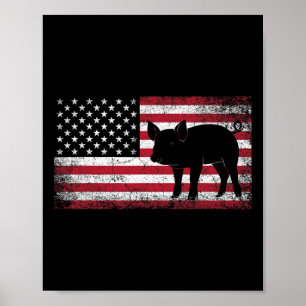 Gris Bbq Farmer Farm 4 juli Amerikanska Flagga USA Poster