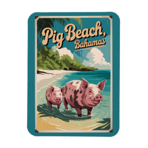 Gris Beach Bahamas Travel Art Vintage Magnet