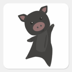 Gris Black Piggy Cute Animals Kids Fyrkantigt Klistermärke