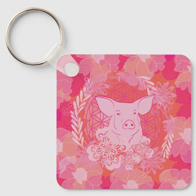 gris,blomma, blått, mandala,zen,chakra,patt nyckelring (Framsida)