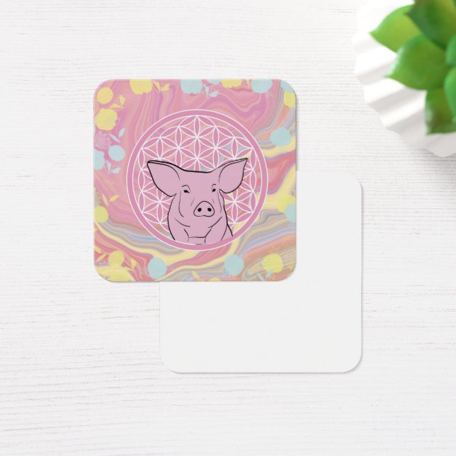 gris,blomma, ro, mandala,zen,chakra, fyrkantigt visitkort (Skivbord)