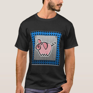 Gris; Borstad metalllook T Shirt