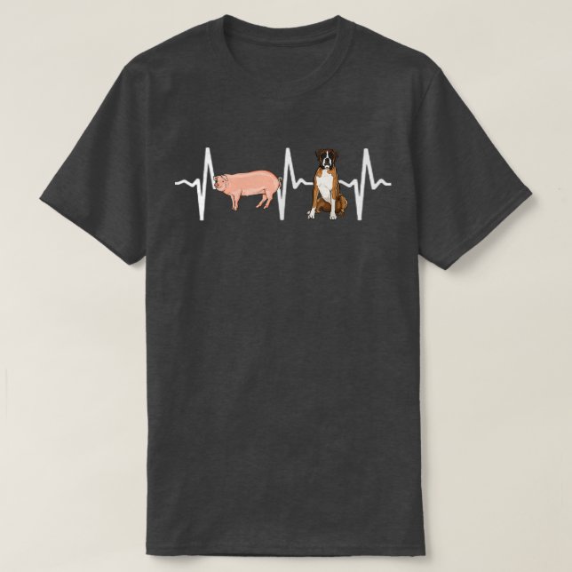 Gris Boxer Heartslag Hund älskare T Shirt (Design framsida)