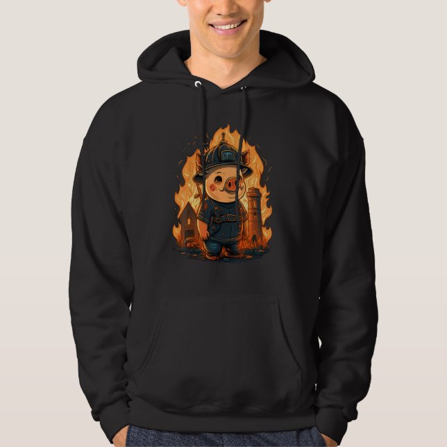 Gris-brandman på Firefighter Gris Hoodie (Framsida)
