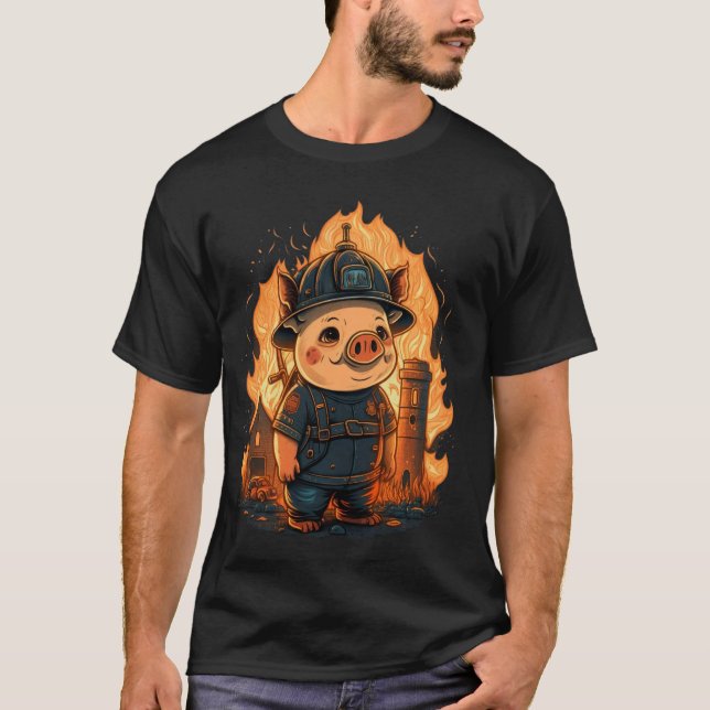 Gris-brandman på Firefighter Gris T Shirt (Framsida)