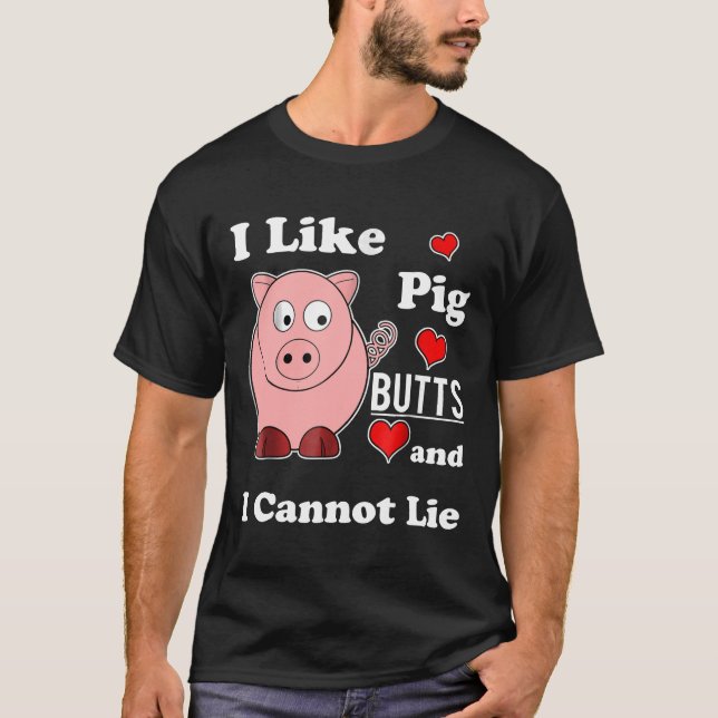 Gris Butt Kärlek I gillar Gris Butts Funny Bacon T Shirt (Framsida)