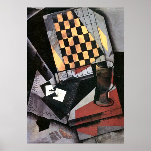 Gris - Checkerboard and Playing Cards Poster (Framsidan)