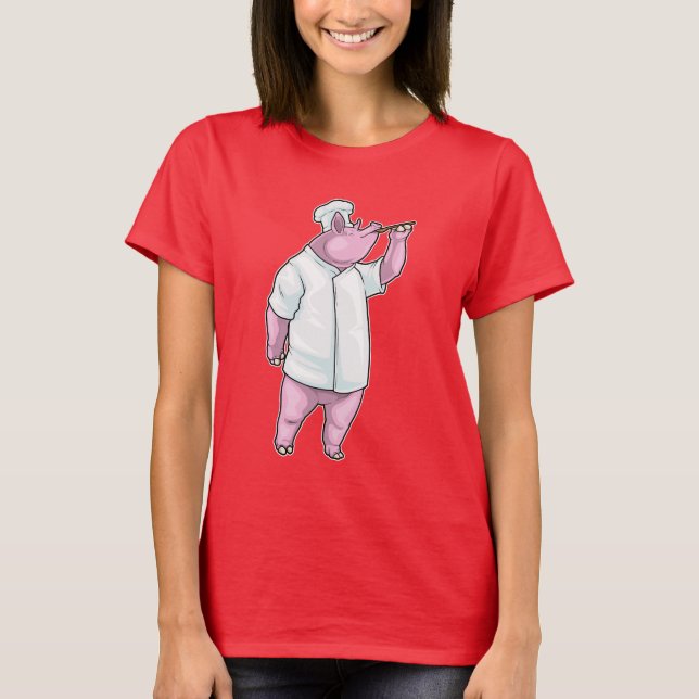 Gris Chef Cooking spoon Cook T Shirt (Framsida)