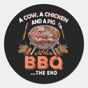 Gris Chicken Cow BBQ Smoker Barbecue Grill Chef Pa Runt Klistermärke