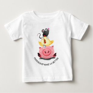 Gris, Chicken och Mouse Baby T-Shirt med text