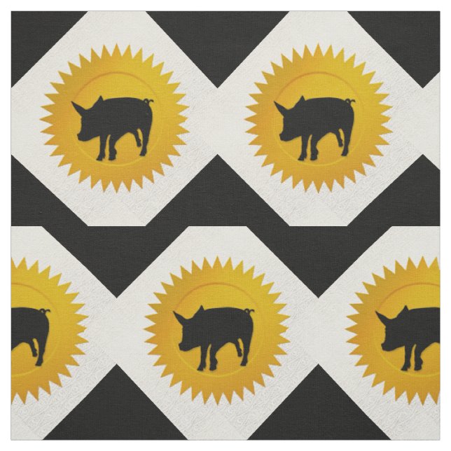 Gris Chinese Zodiac | Vit, Guld och svart Tyg (Provkarta)
