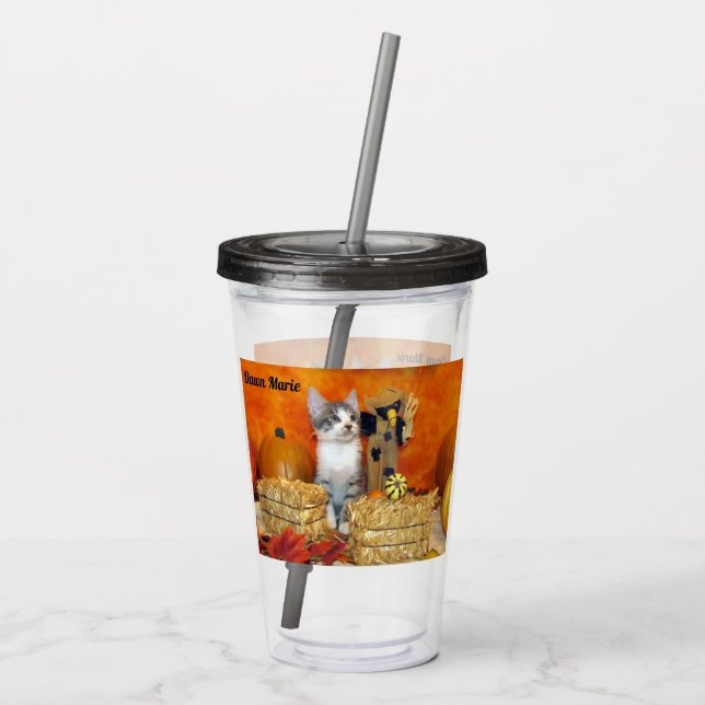 Gris Chop's Autumn - Cat Acrylic Tumbler Take Away Mugg (Baksida)
