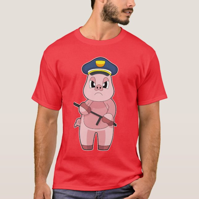 Gris Cop Baton Police T Shirt (Framsida)