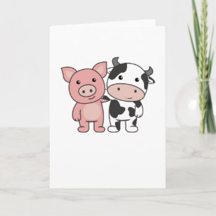 Gris Cow Piggy Cute Boskap Kort