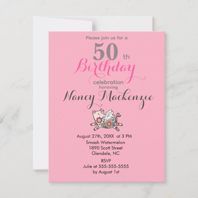 Gris Cute Barn Animal Anpassade Födelsedag Inbjudningar (Framsida)