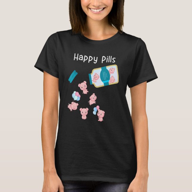 Gris Cute lycklig Pills T Shirt (Framsida)