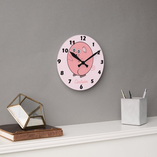 Gris Design Personlig Rund Klocka (Kontor)