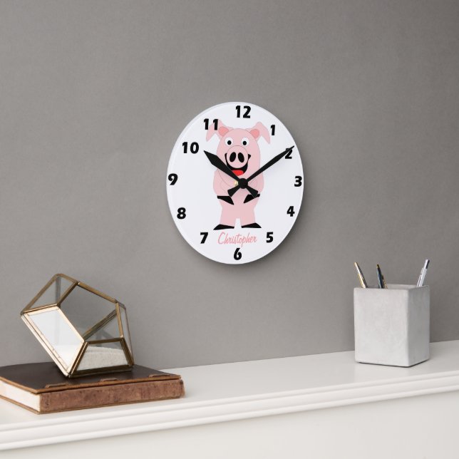 Gris Design Personlig Rund Klocka (Kontor)