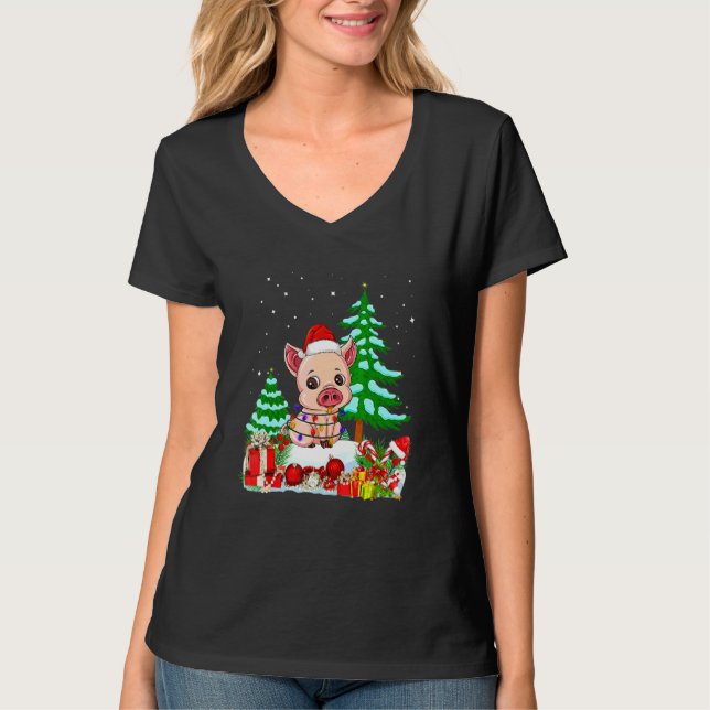 Gris Djur som bär julgran hatt Claus T Shirt (Framsida)